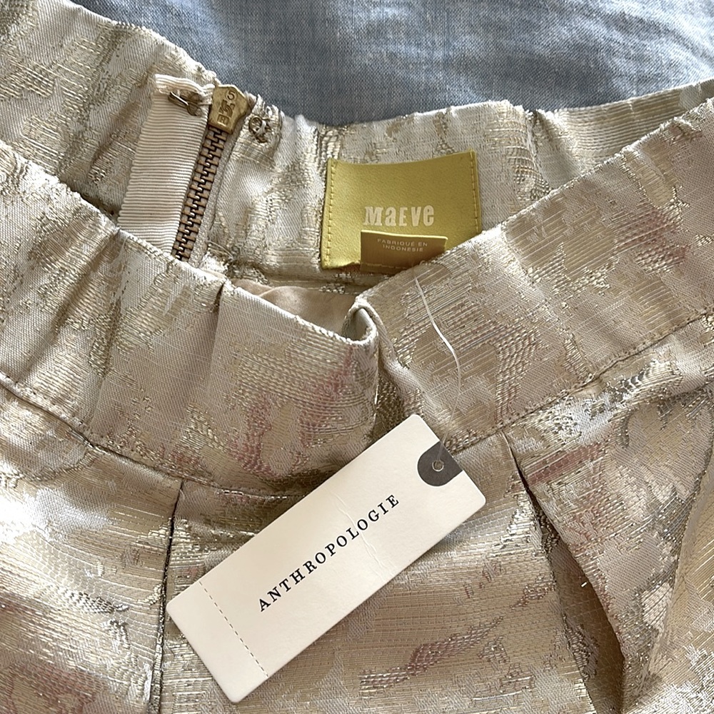 NWT Anthropologie Maeve A-line Pleated Foil Mini Skirt - Picture 3 of 5